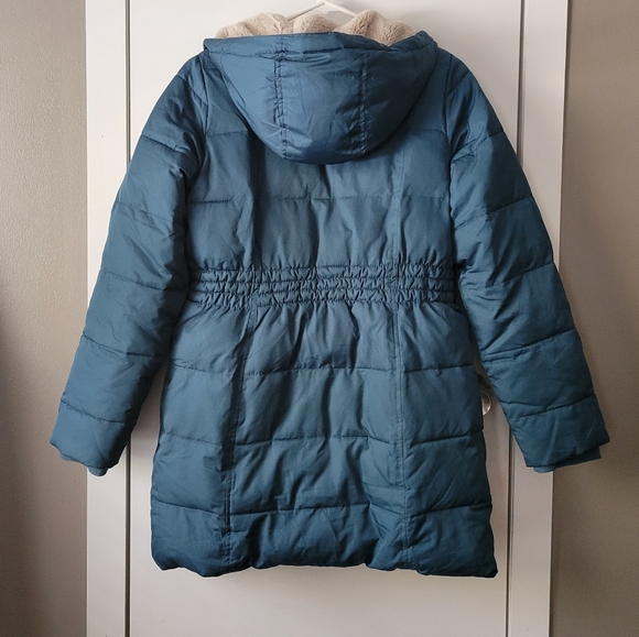 Land's End faux fur teal coat - Picture 5 of 6